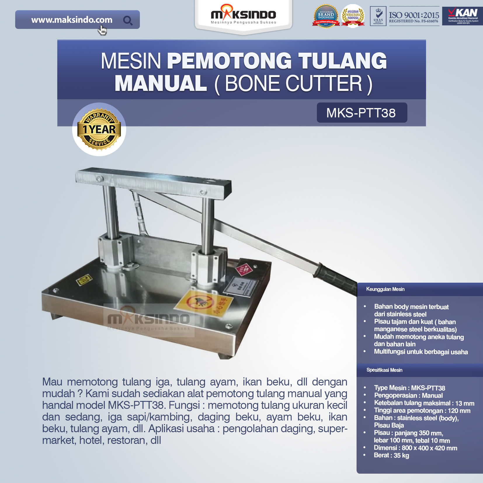 Jual Pemotong Tulang Manual (PTT38) di Yogyakarta