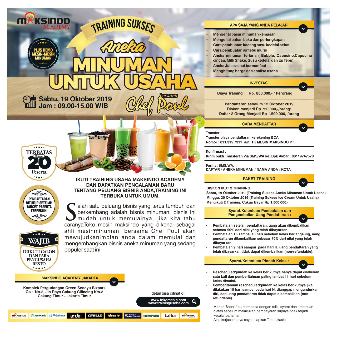 Training Sukses Aneka Minuman Untuk Usaha, 19 Oktober 2019
