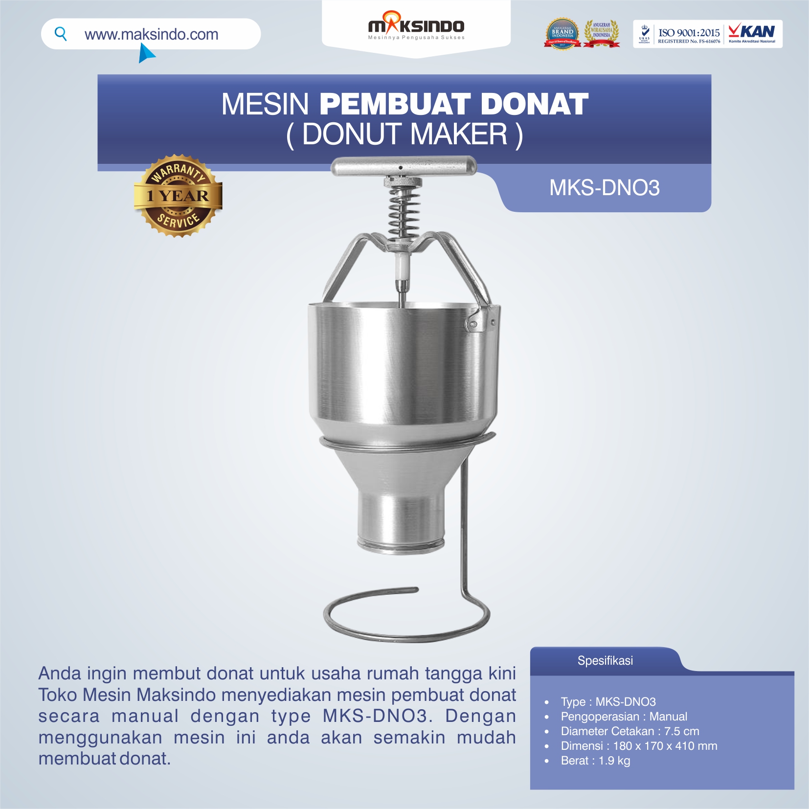 Jual Mesin Pembuat Donat (Donut Maker) MKS-DN03 di Yogyakarta