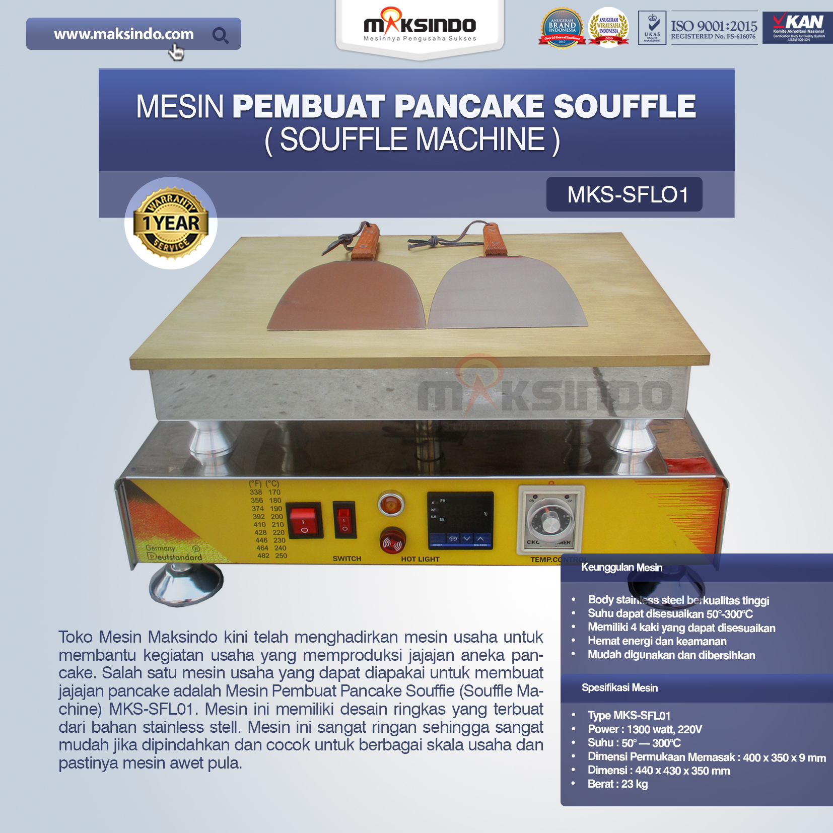 Jual Mesin Pembuat Pancake Souffle (Souffle Machine) MKS-SFL01 di Yogyakarta