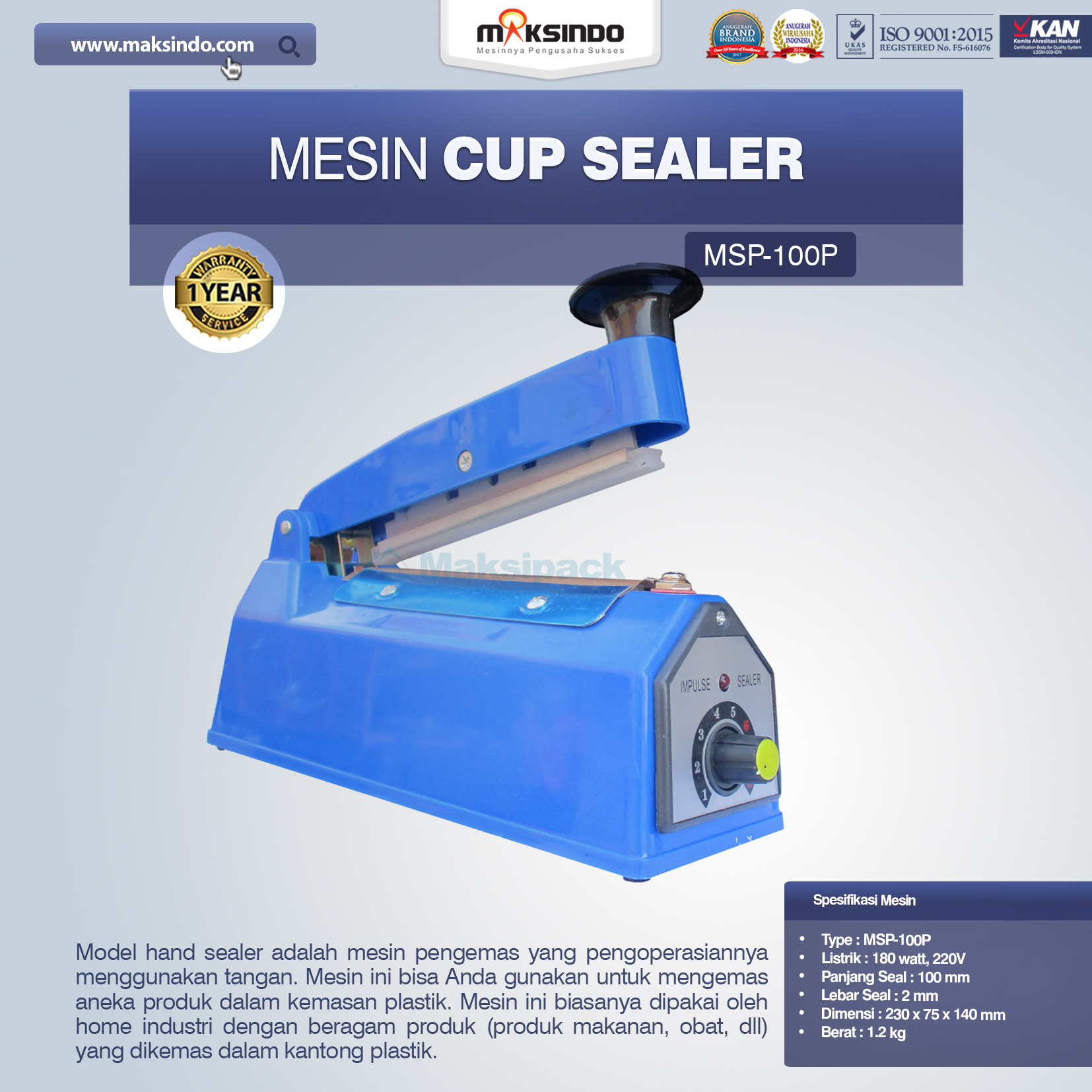 Jual Mesin Sealer MSP-100P di Yogyakarta