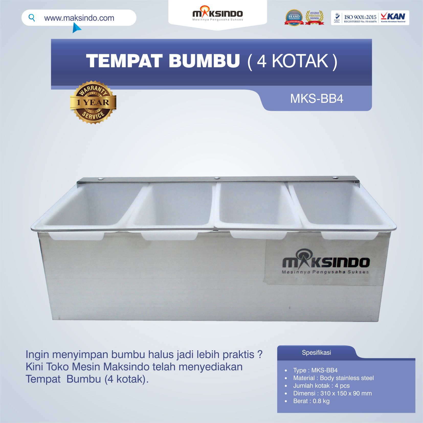Jual Tempat Bumbu (4 kotak) di Yogyakarta