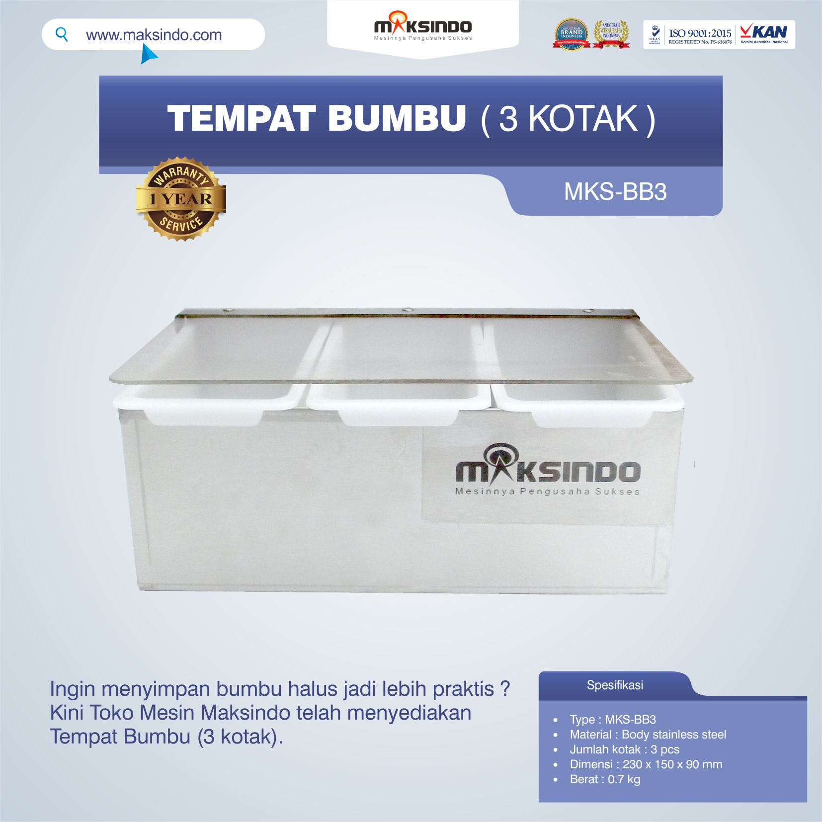 Jual Tempat Bumbu (3 kotak) di Yogyakarta