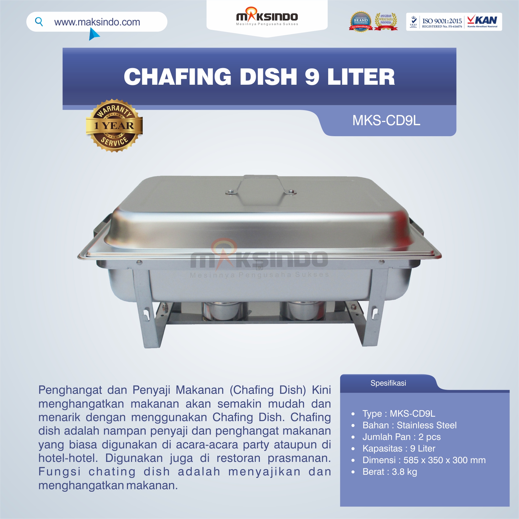 Jual Chafing Dish 9 Liter di Yogyakarta