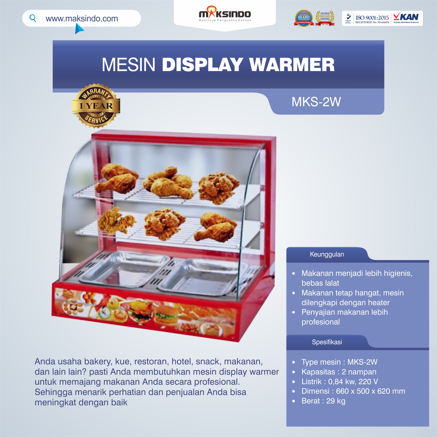 Jual Mesin Diplay Warmer (MKS-2W) di Yogyakarta
