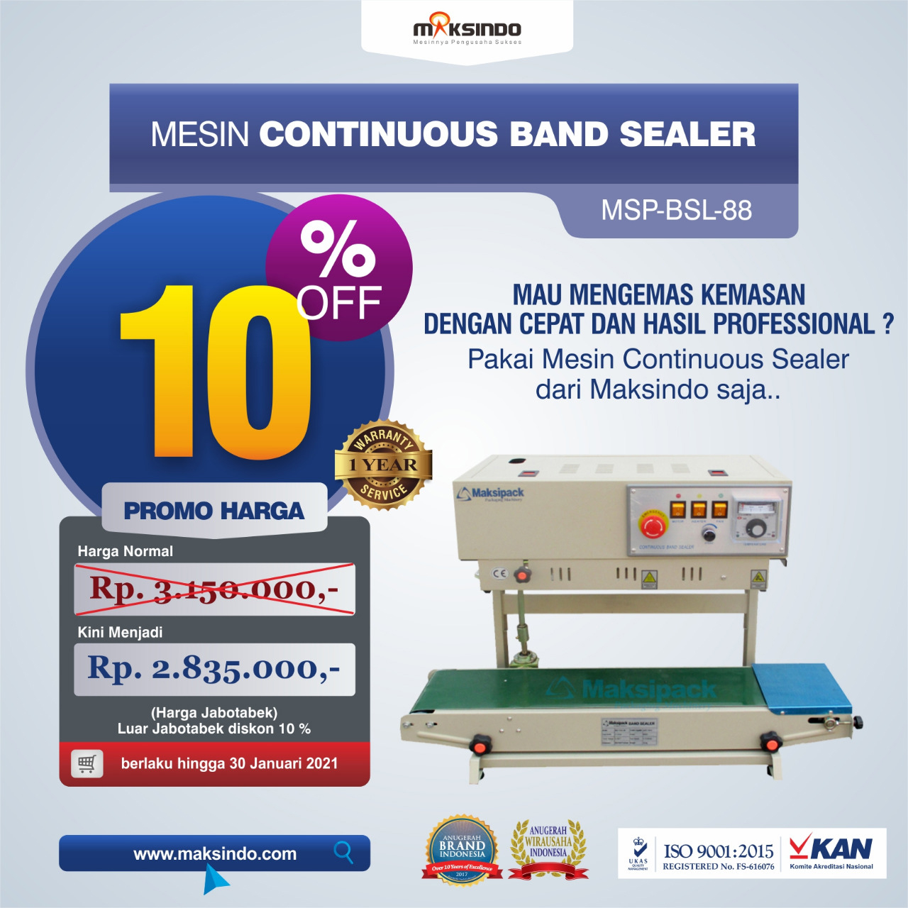 Jual Mesin Continuous Band Sealer MSP-BSL-88 MSP-BSL-88 di Yogyakarta