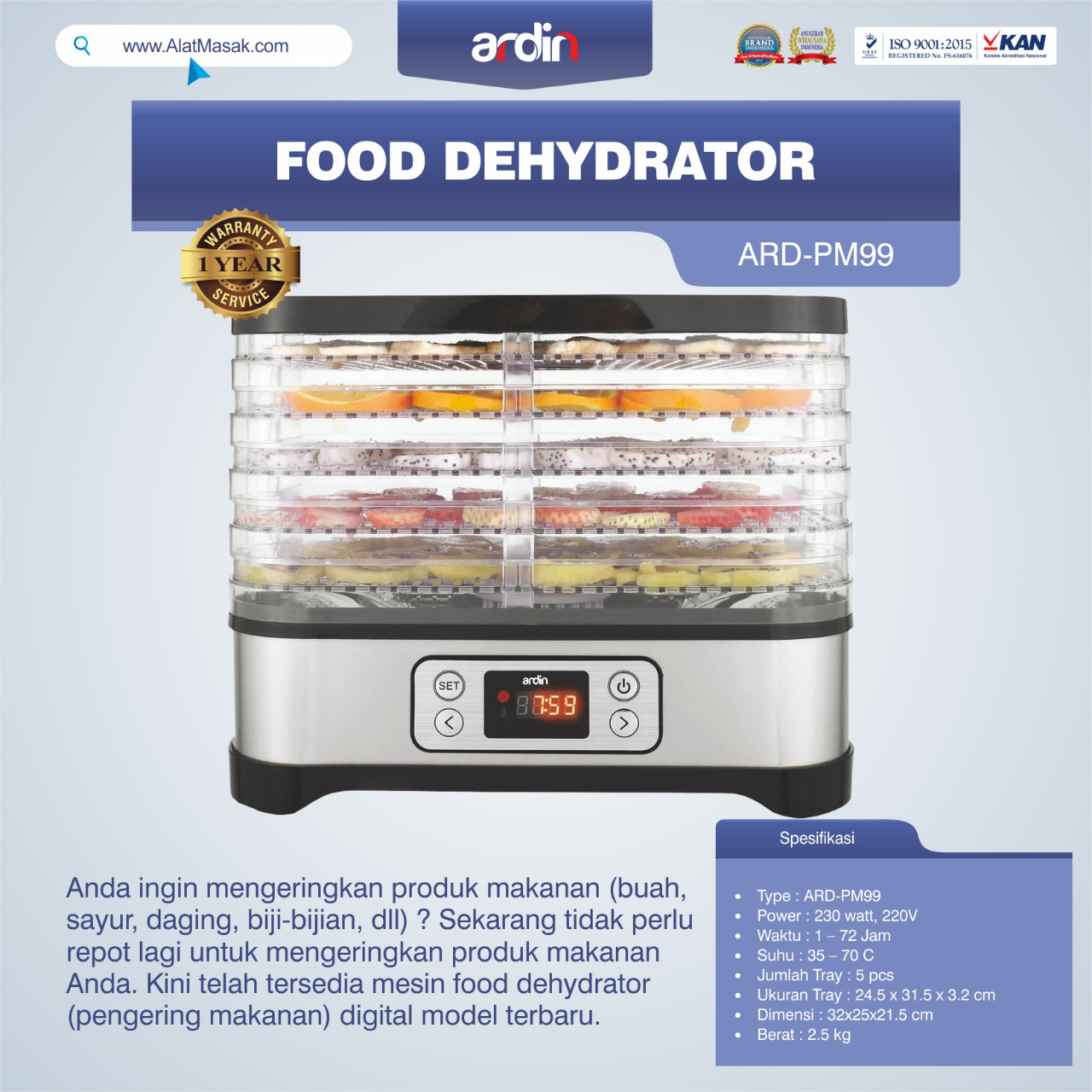 Jual Food Dehydrator ARD-PM99 di Yogyakarta