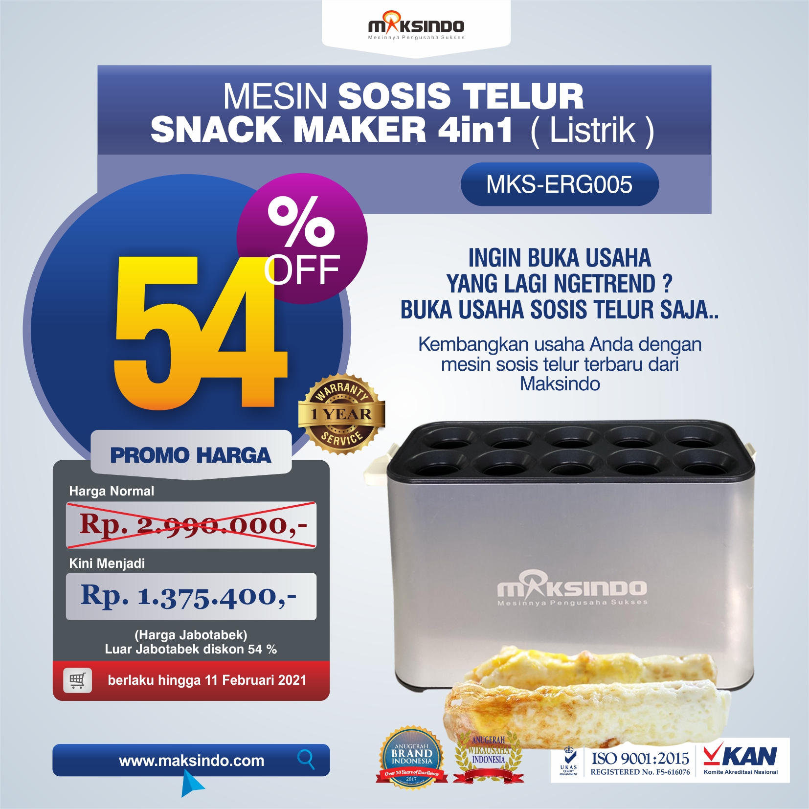 Jual Mesin Egg Roll Sosis Telur Snack Maker 4in1 Listrik MKS-ERG005 di Yogyakarta