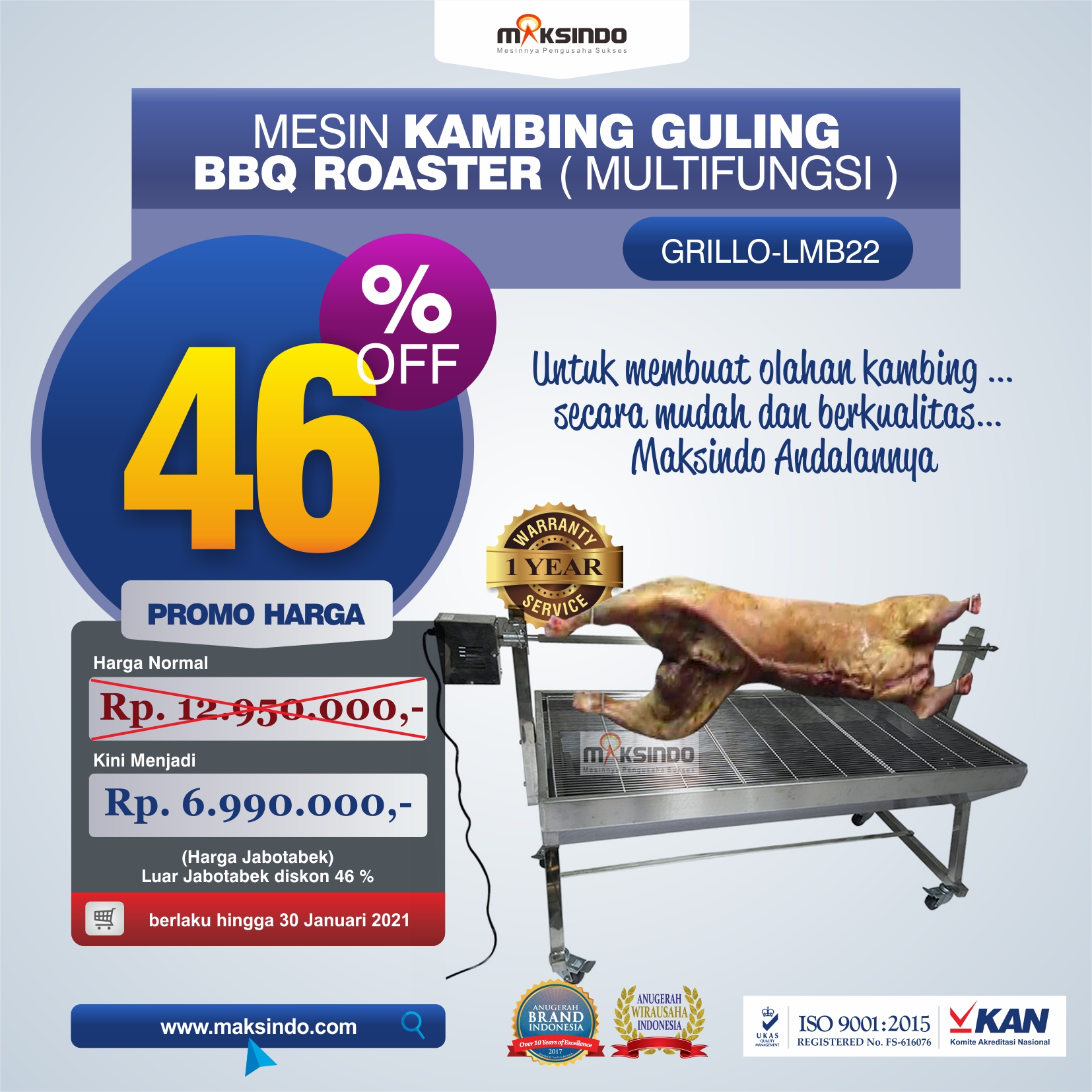 Jual Mesin Kambing Guling BBQ Roaster (GRILLO-LMB22) di Yogyakarta