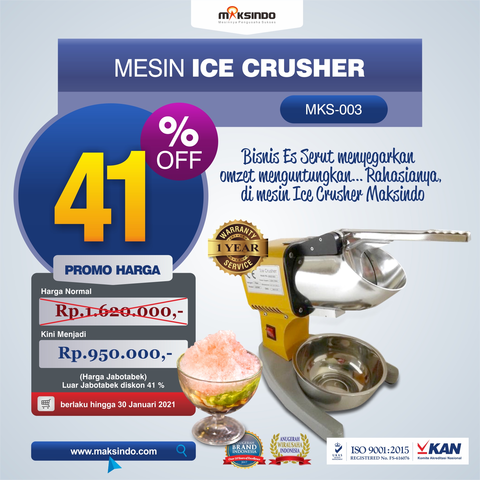 Jual Mesin Es Serut (Ice Crusher MKS-003) di Yogyakarta
